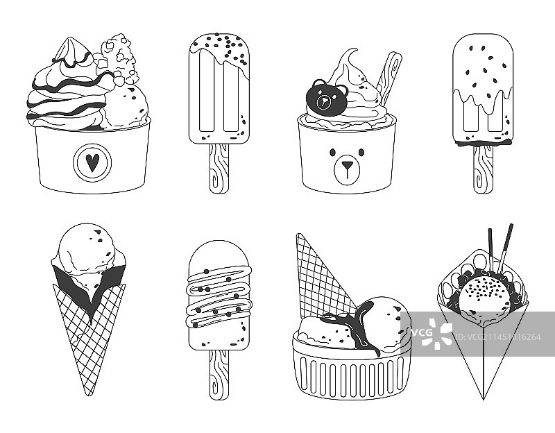 冰淇淋线性概念合集图片素材