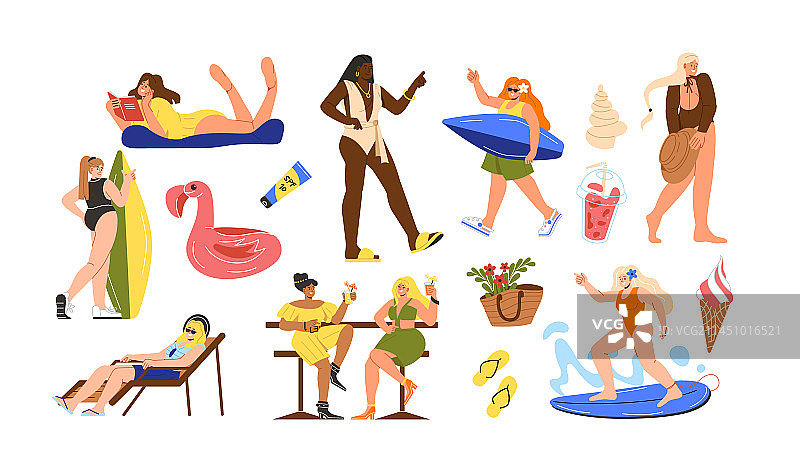 夏季主题贴纸组合图片素材