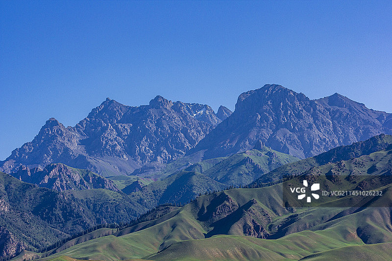 晴空下的岗什卡雪峰图片素材