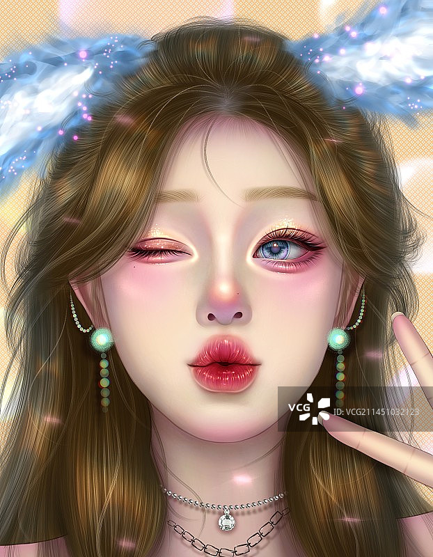 兔女郎元素元气风氛围感伪厚涂头像图片素材