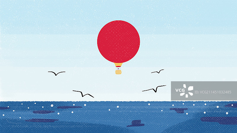 海上的热气球图片素材