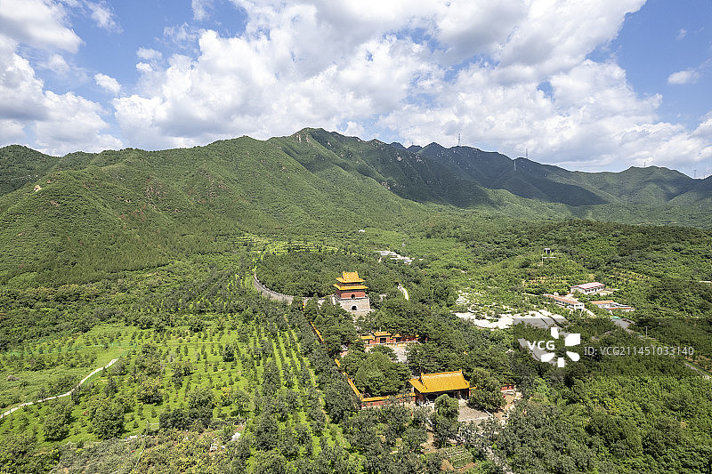 夏天北京十三陵航拍风景图片素材