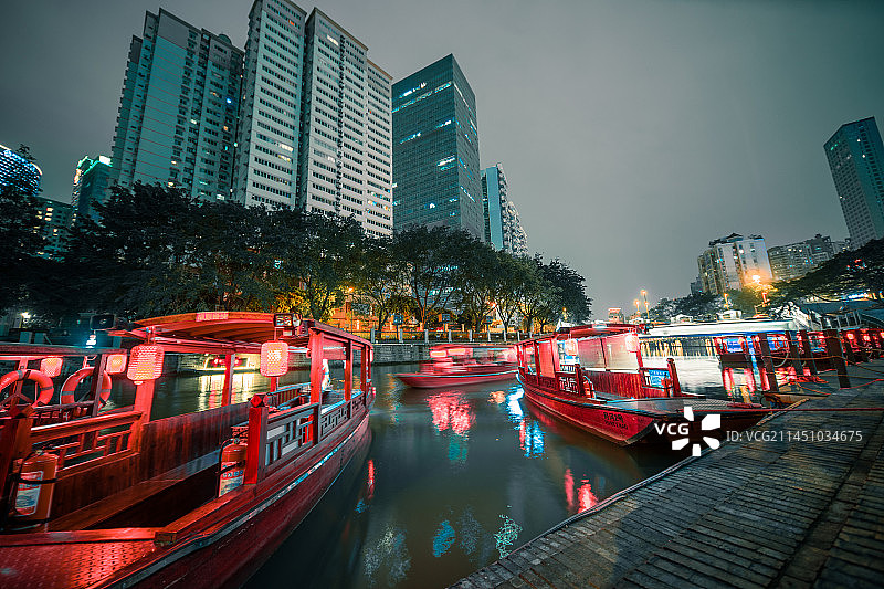 成都锦江区夜游锦江河码头夜景图片素材
