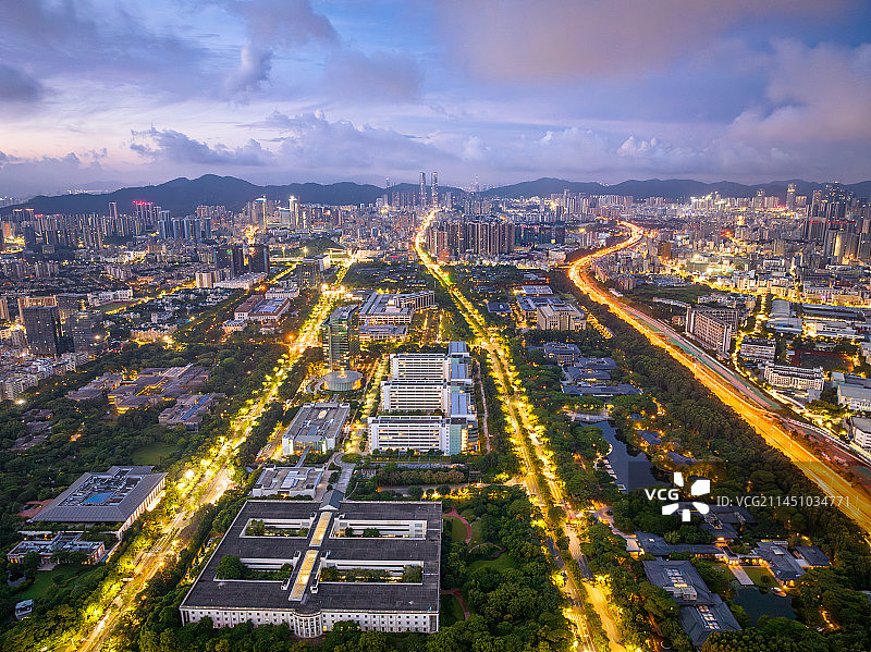 深圳龙岗华为坂田基地夜景航拍图片素材