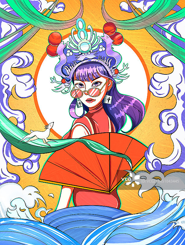 国潮少女图片素材