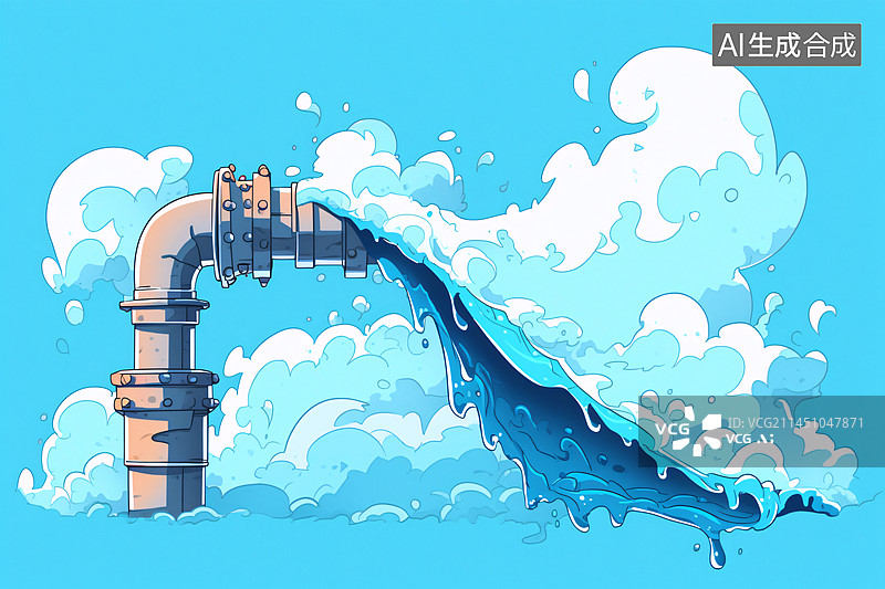 【AI数字艺术】往海里排放核污水的水管的行为图片素材