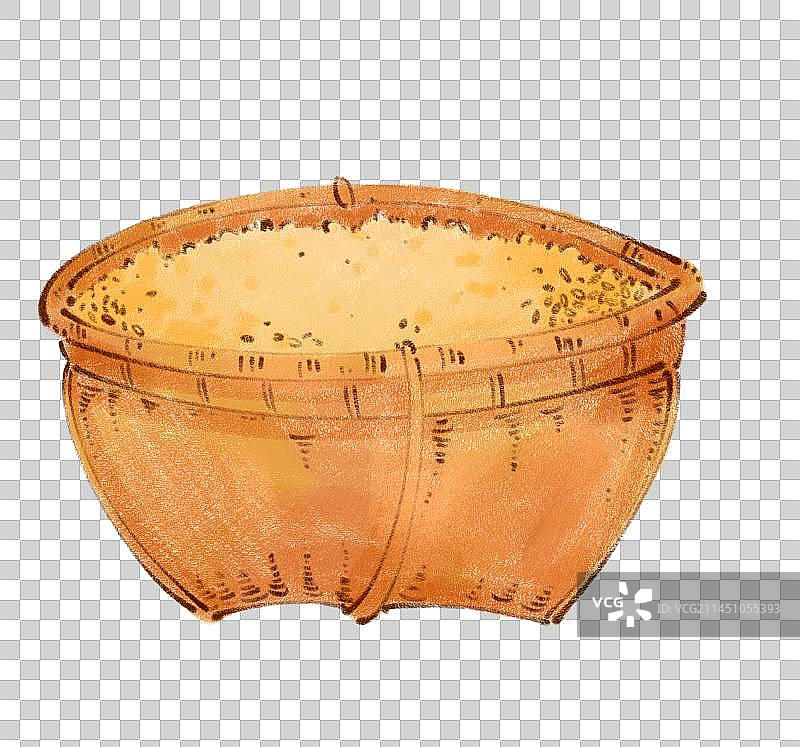 手绘盛好的大米粮食农作物插画图片素材
