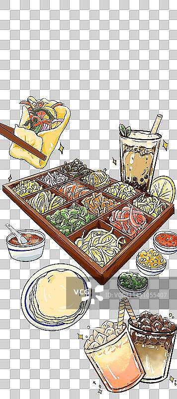 贵阳特色丝娃娃和奶茶图片素材