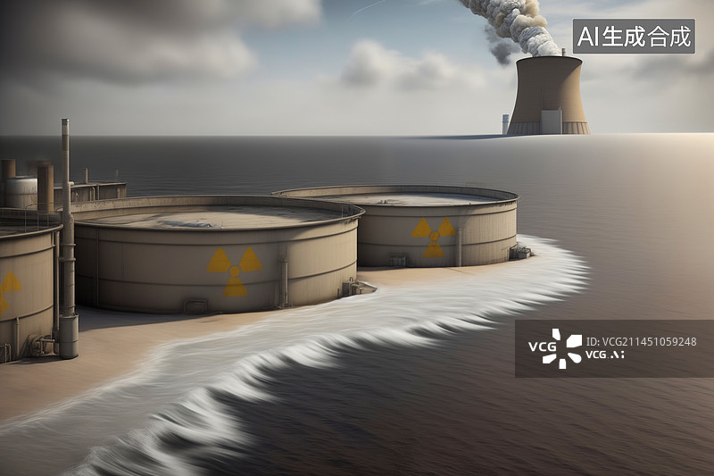【AI数字艺术】核电站核废水排海概念图图片素材