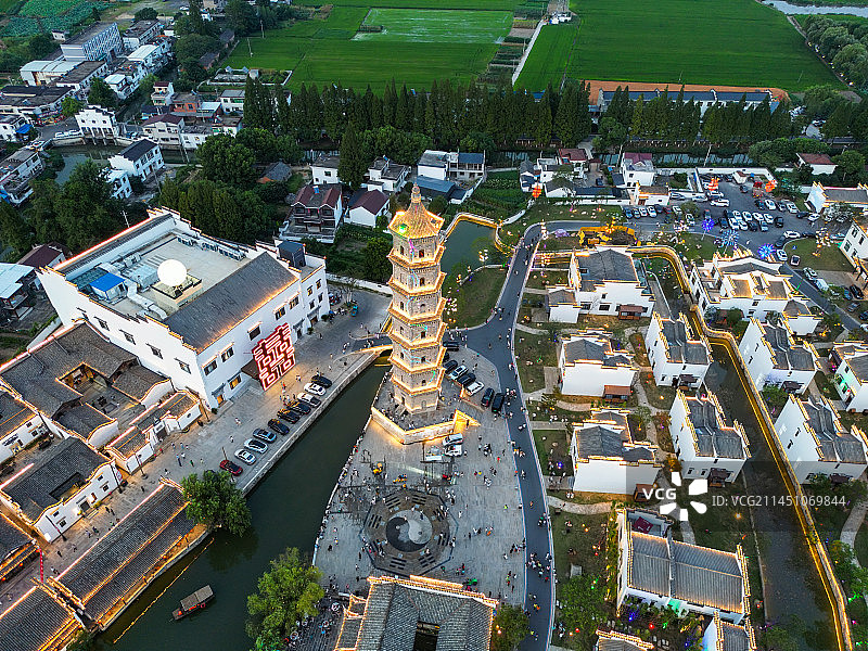 航拍铜陵犁桥水镇图片素材