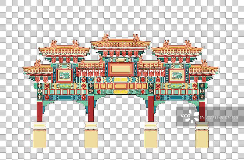 国风地标系列—北京 雍和宫牌楼图片素材