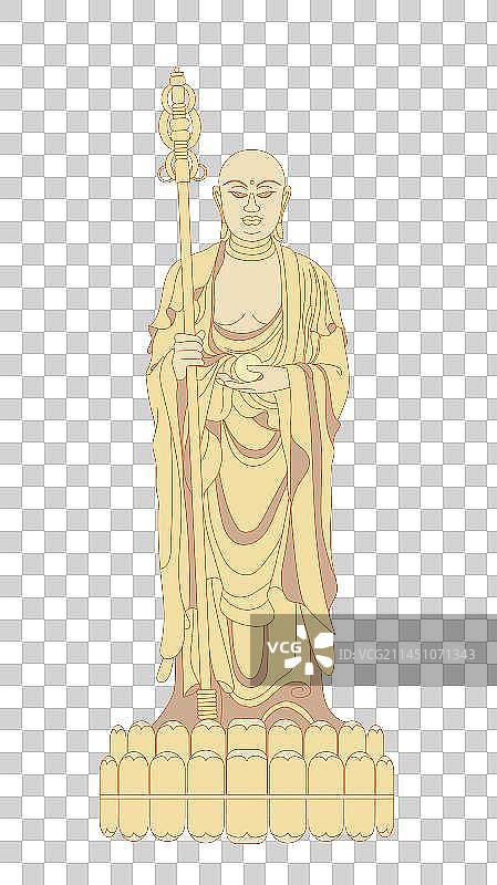 国风地标系列—九华山地藏菩萨铜像图片素材