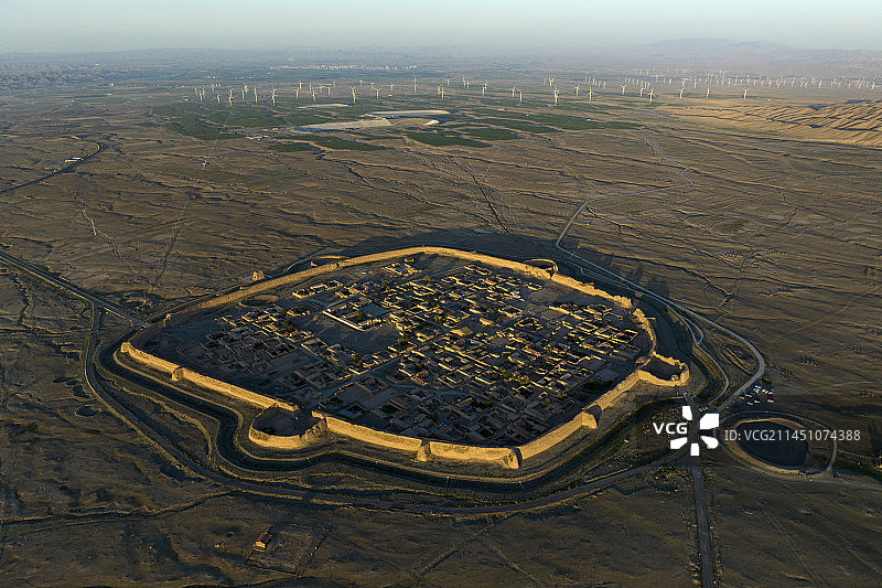 甘肃景泰县永泰古城航拍图片素材