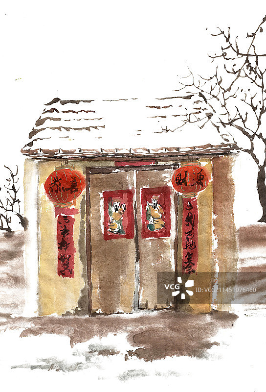 大雪中的院门图片素材
