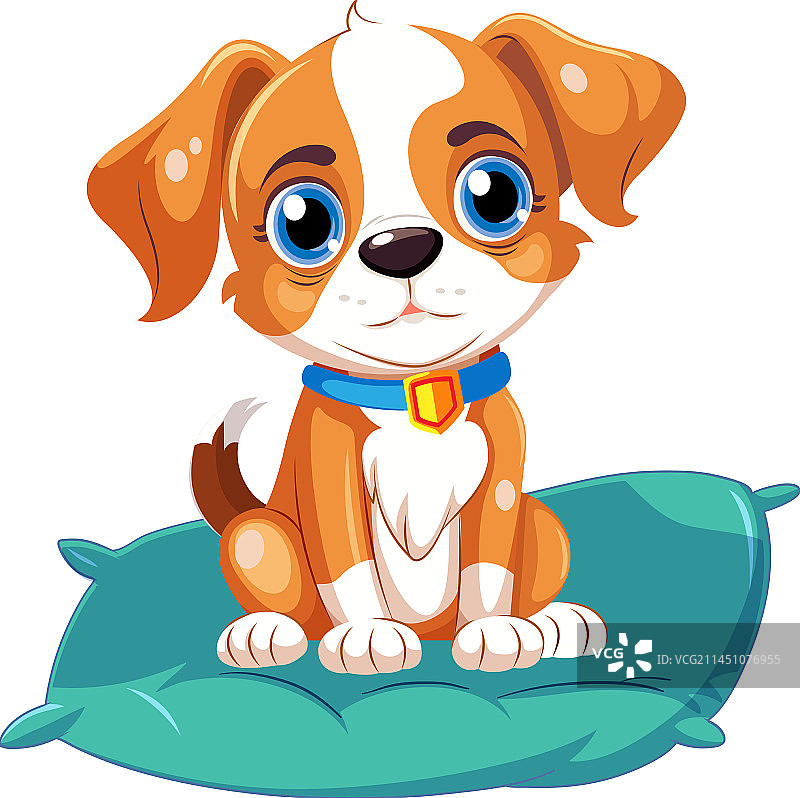 坐在垫子上的可爱小狗图片素材