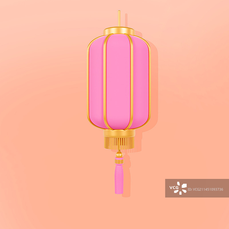 3D立体粉色灯笼春节元宵节插画图片素材