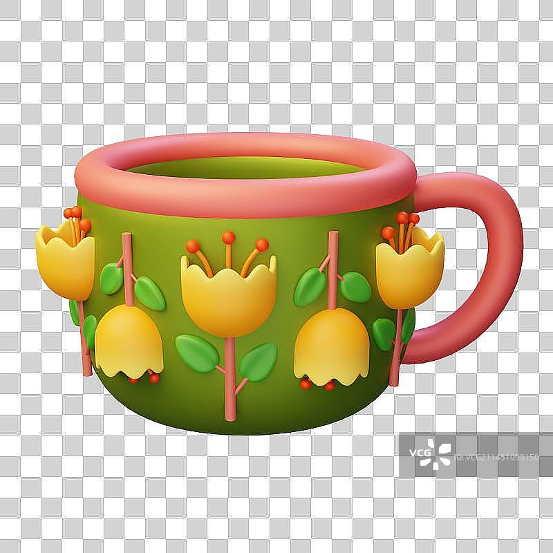 郁金香花的可爱杯子图片素材
