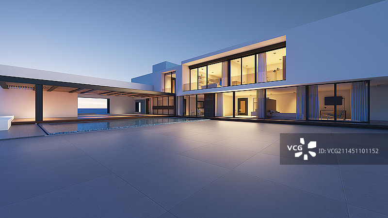 三维渲染的人造空间别墅汽车背景图图片素材