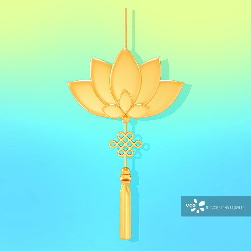 3D中秋节七夕荷花灯挂件插画图片素材