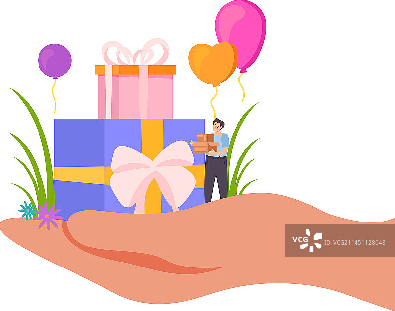手上的礼物组合图片素材