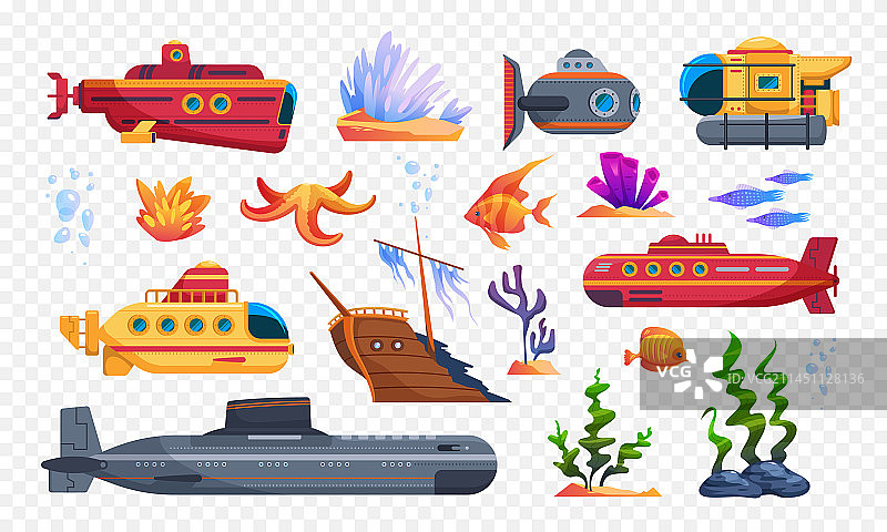 透明潜艇图标合集图片素材