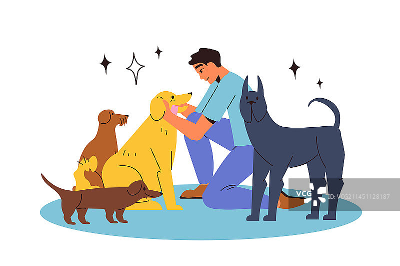 宠物收容所扁平化构图图片素材