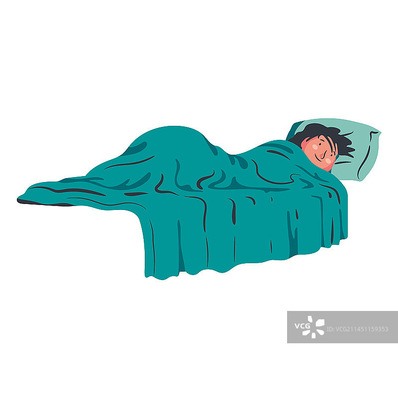 躺在床上的卡通男孩图片素材