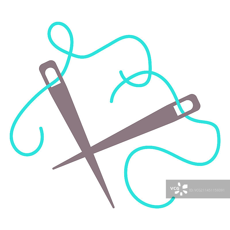 蓝色编织针线扁平图标图片素材