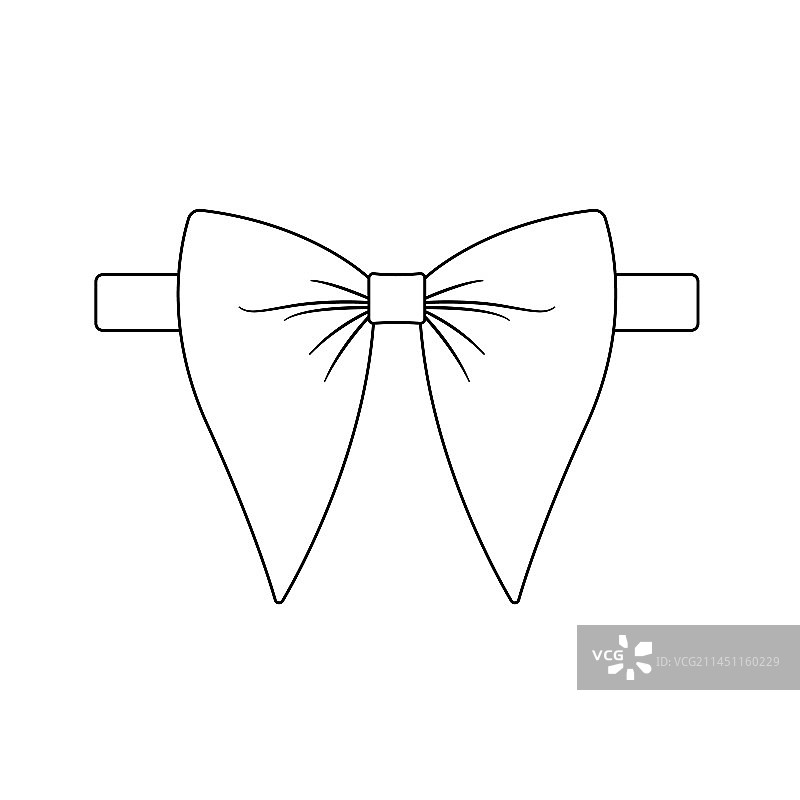 白色背景上的蝴蝶领带轮廓图标图片素材