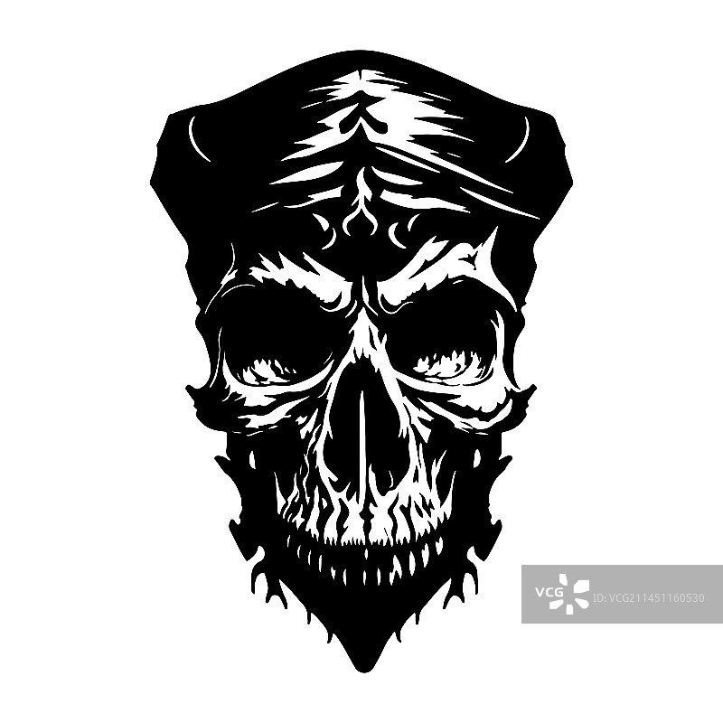 骷髅船长黑色轮廓图片素材