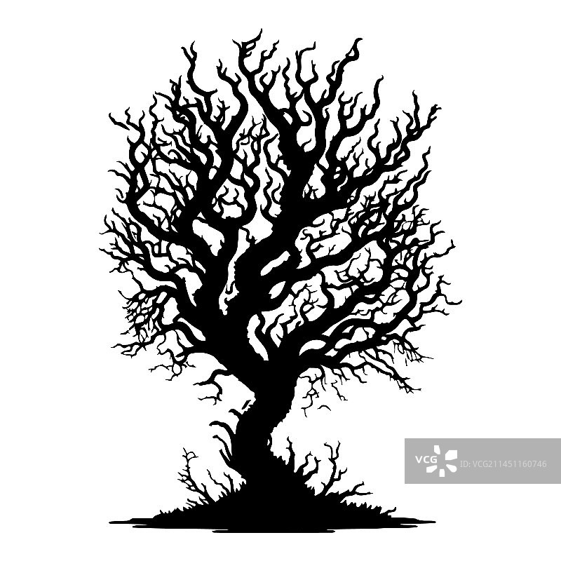 万圣节恐怖树木剪影图片素材