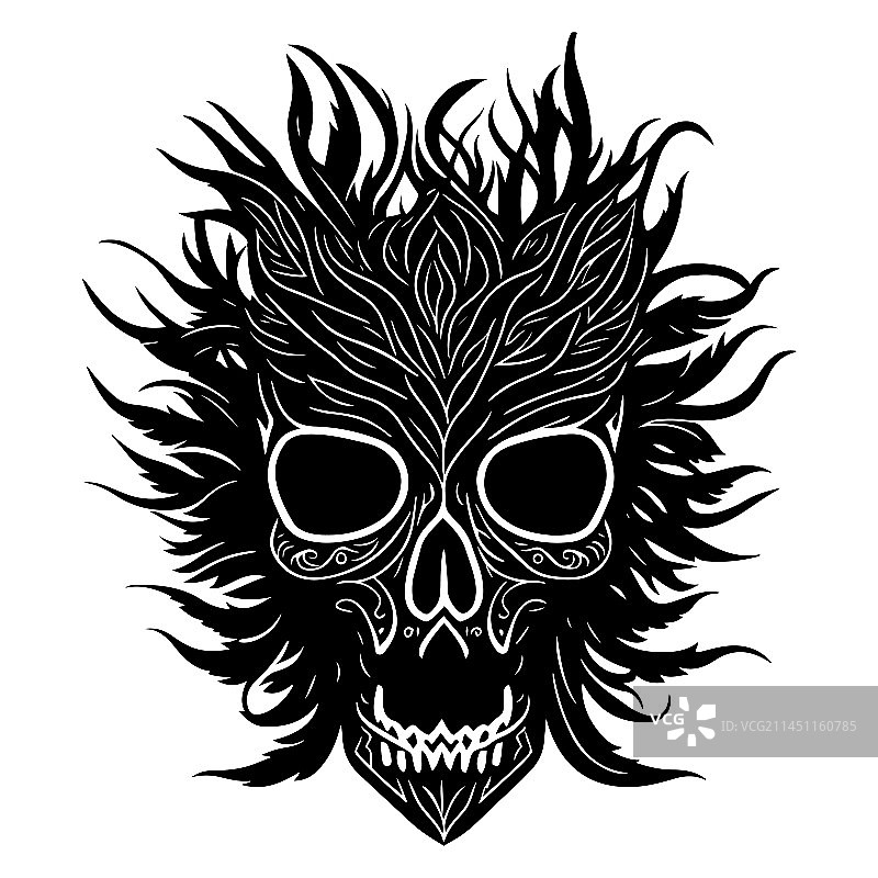 黑色花卉部落骷髅装饰图案图片素材