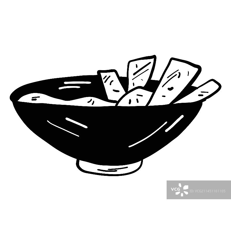 面包粥汤碗素描图片素材