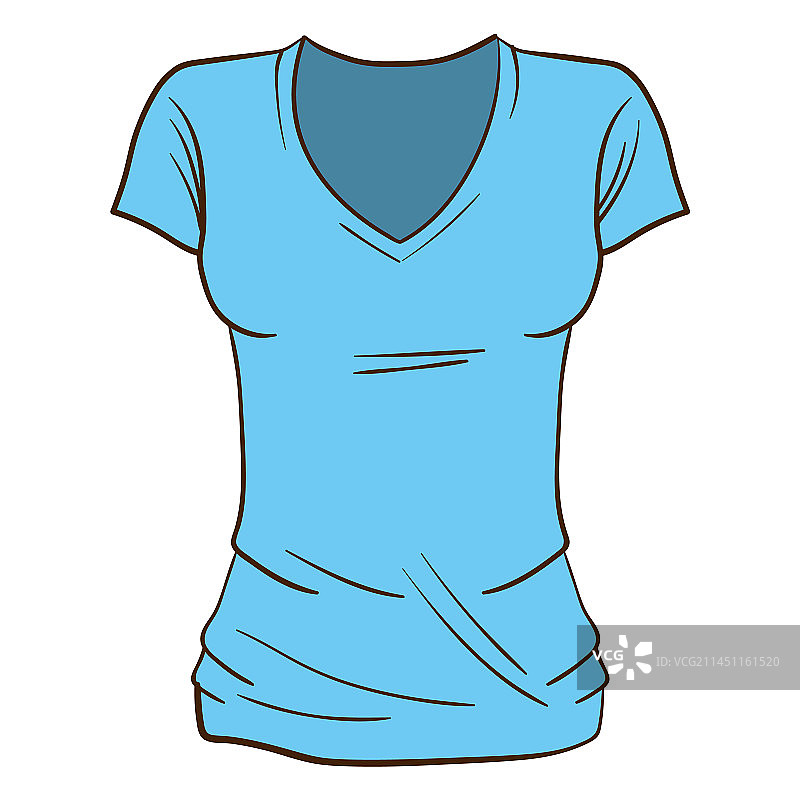 蓝色女士T恤卡通图片素材