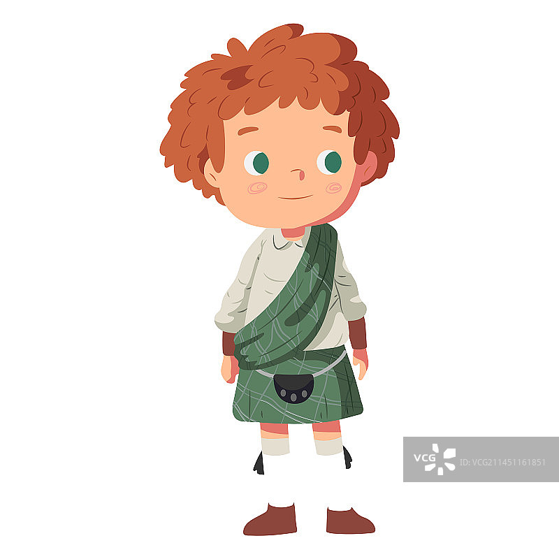 穿苏格兰短裙的男孩图片素材