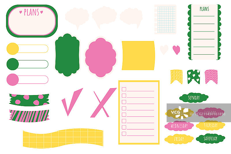 计划贴纸书签和元素图片素材