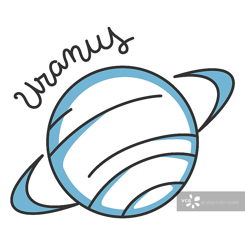 蓝色天王星简易太阳系行星图片素材