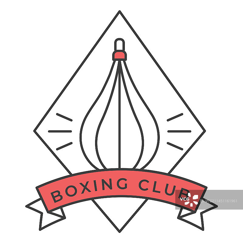 拳击俱乐部沙袋菱形彩色徽章贴纸图片素材