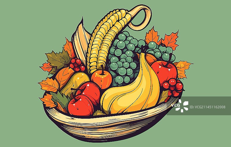 丰饶角水果蔬菜组合图标图片素材