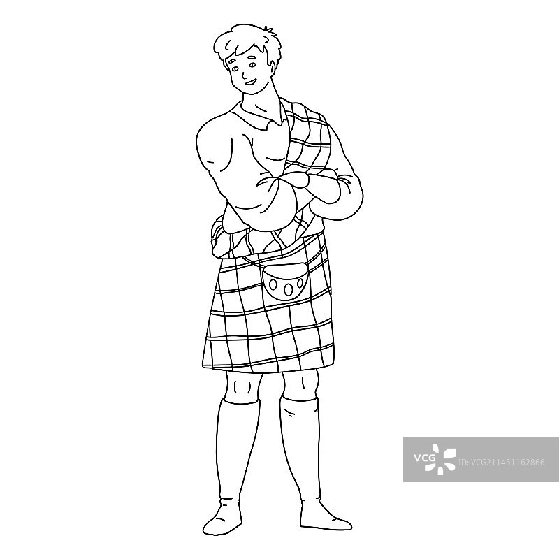 穿苏格兰短裙的男孩图片素材