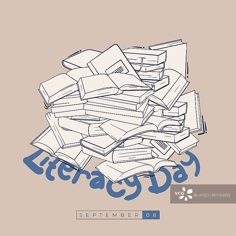 国际书籍堆叠线条艺术设计图片素材