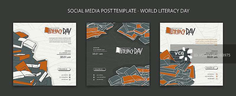 世界扫盲日社交媒体帖子模板图片素材