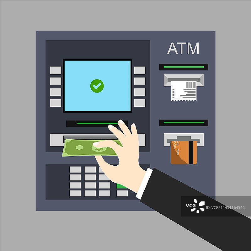 从ATM机取钱图片素材
