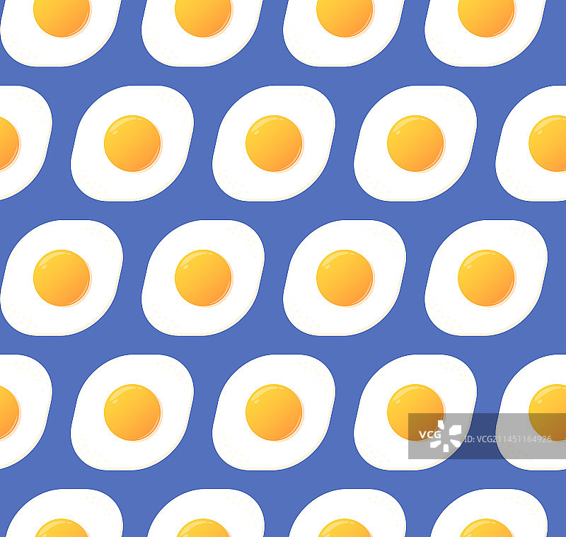 蓝色背景上的煎蛋无缝图案图片素材