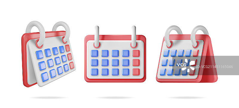 不同角度的3D纸质螺旋挂历图片素材