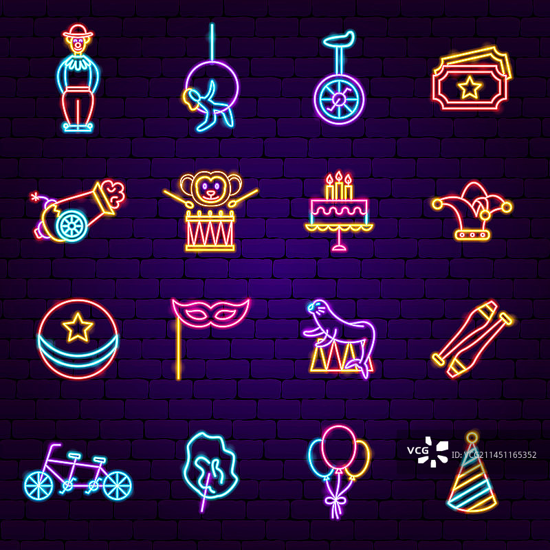 马戏团霓虹灯图标图片素材