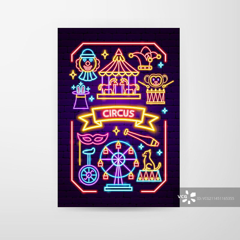 斋月节日霓虹灯宣传单图片素材