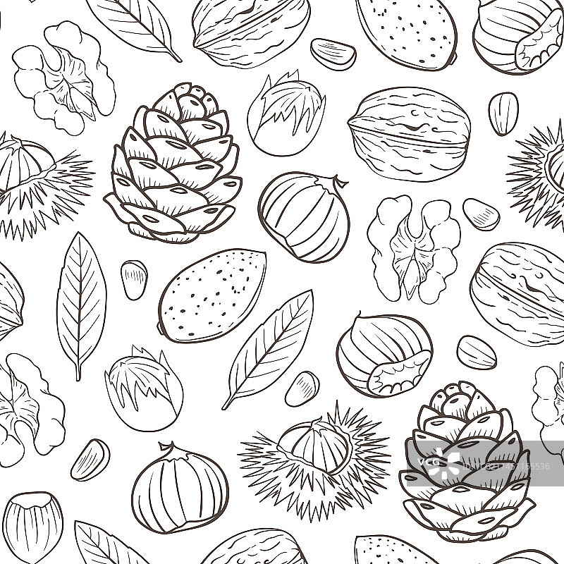 杏仁、核桃和栗子无缝图案图片素材