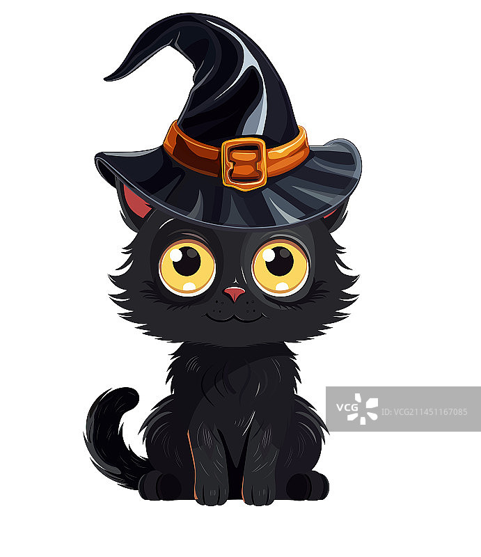 戴巫师帽的黑猫图片素材