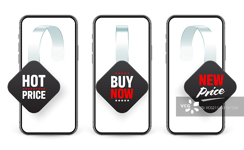 超市促销摇摆牌与智能手机图片素材